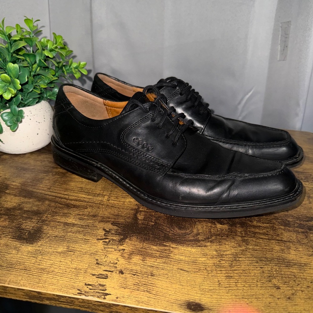 ECCO Windsor Oxford Dress Shoes Mens Size 10~43 Black Leather Lace Up Business